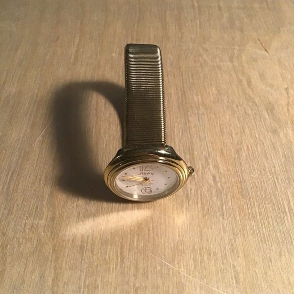Vintage Armitron Slinky Watch Two-Tone Gold Silver Stretch Band Retro